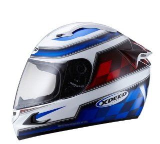 Xpeed Helmet XF 708 Chaser Helmet (White/Blue/Red, Small) Automotive
