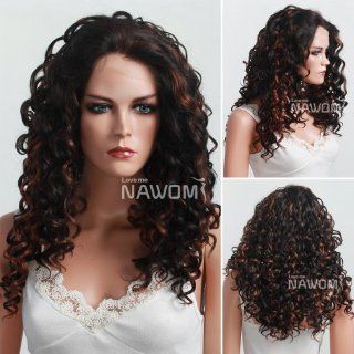Wigiss High Quality New Women & Girls Long Full Curly Wavy Wig Fashion Lace Front Wigs for Women Sexy Ladies Wig Black+Copper Red  Hair Replacement Wigs  Beauty