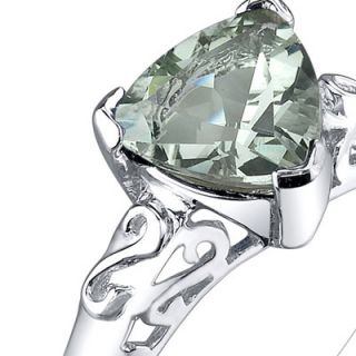 Oravo 2.50 carats Trillion Cut Green Amethyst Ring in Sterling Silver