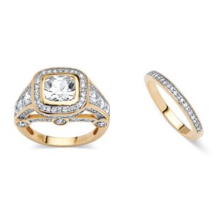 Palm Beach Jewelry 2 Piece 18k Gold Plated Cubic Zirconia Ring Set