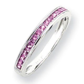 14k White Gold Pink Sapphire Ring Diamond quality A (I2 clarity, I J color) Womens Rings Pink Diamond Jewelry