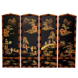Oriental Furniture 36 x 48 Ching Wall Plaques 4 Panel Room Divider