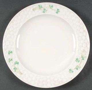 Belleek Pottery (Ireland) Shamrock Dinner Plate, Fine China Dinnerware   Basketw