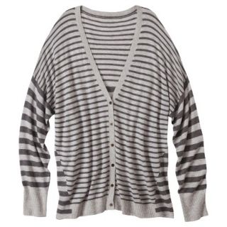 Pure Energy Womens Plus Size Long Sleeve Cardigan Sweater   Gray Stripe X