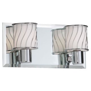 Bath vanity light Two light White frosted glass shade Bevelled mirror