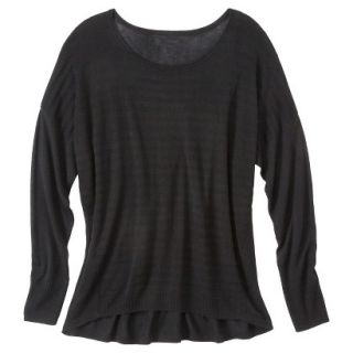 Pure Energy Womens Plus Size Long Sleeve Pullover Sweater   Black 1X