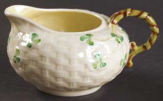Belleek Pottery (Ireland) Shamrock Creamer, Fine China Dinnerware   Basketweave,