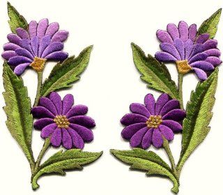 Purple Daisies Pair Flowers Floral Bouquet Boho Applique Iron on Patch New S 730 Handmade Fast Shipping  Other Products  