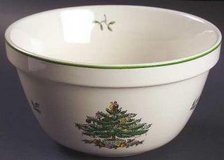 Spode Christmas Tree Green Trim 8 Round Serving Bowl, Fine China Dinnerware   N