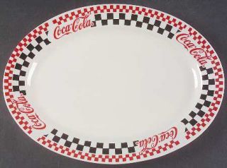Gibson Designs Coca Cola 13 Oval Serving Platter, Fine China Dinnerware   Diner