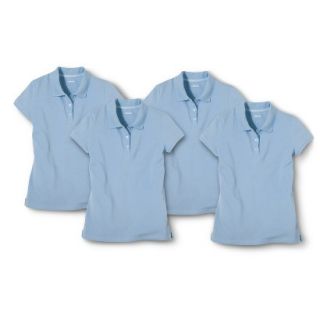 Cherokee Girls School Uniform 4 Pack Short Sleeve Pique Polo   Windy Blue L