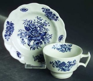 Booths Peony Blue Flat Cup & Saucer Set, Fine China Dinnerware   Blue Flowers, S