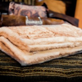 Posh Pelts Arctic Fox Faux Fur Acrylic Throw Blanket and Pillow Set