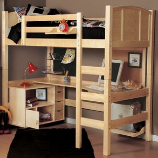 Depoe Bay Twin over Twin L Shaped Bunk Bed with Desk and Bookshelves