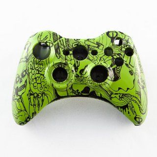 Green Kooky Skulls Hydro Dipped Custom Controller Shell for Xbox 360 Video Games