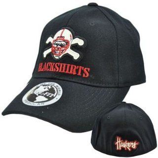 Nebraska Corn Huskers Blackshirts Applique Patch Hat Cap NCAA Flex Fit Stretch  Sports Fan Baseball Caps  Sports & Outdoors