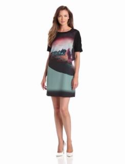 Twelfth Street by Cynthia Vincent Women's Button Back Shift Dress, Mountain Print, Small