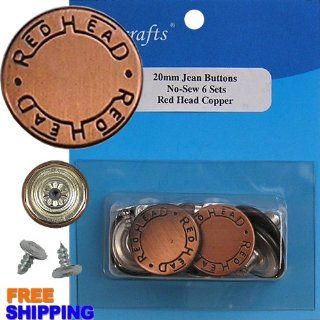 6/PKG 20mm Red Head Copper No sew Jean Tack Buttons