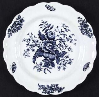 Booths Peony Blue Dinner Plate, Fine China Dinnerware   Blue Flowers, Scalloped,