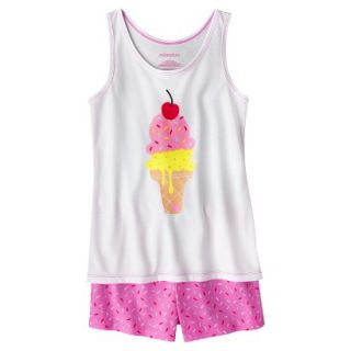 Xhilaration Girls 2 Piece Ice Cream Tank Top and Short Pajama Set   White XL