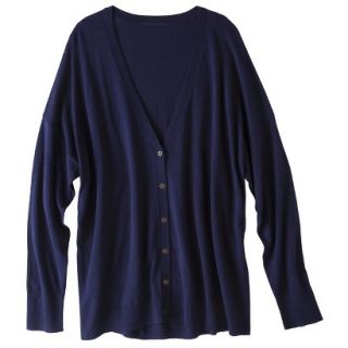 Pure Energy Womens Plus Size Long Sleeve Cardigan Sweater   Navy 1X