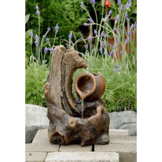 Polyresin and Fiberglass Tiered Wood Stump Fountain