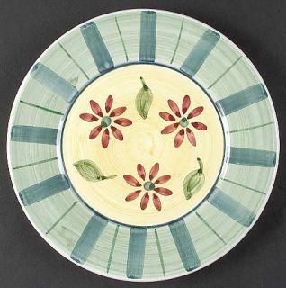 Caleca Enna Salad Plate, Fine China Dinnerware   Red/Green Flowers, Blue & Green