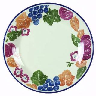 Pier 1 Per54 Salad Plate, Fine China Dinnerware   Fruit,Flowers&Leaves On Rim,Bl