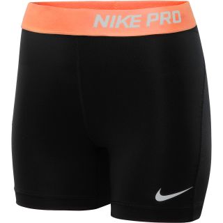 NIKE Womens Pro 5 Shorts   Size Xl, Black/orange