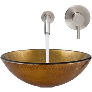 Vigo Liquid Gold Glass Vessel Bathroom Sink with Olus Wall Mount
