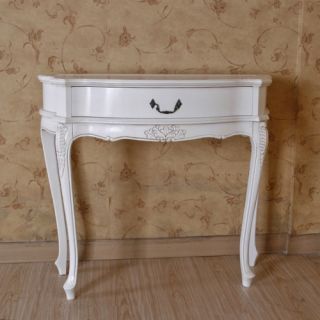 Hand Carved Antique White Console Table