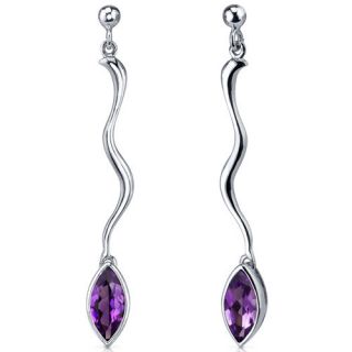 Oravo Amazing Curves Gemstone Marquise Cut Dangle Earrings in Sterling