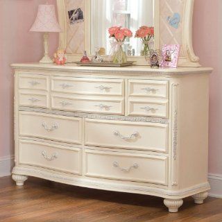 Lea Jessica McClintock Romance 7 Drawer Double Dresser with Antique White Wood Finish  