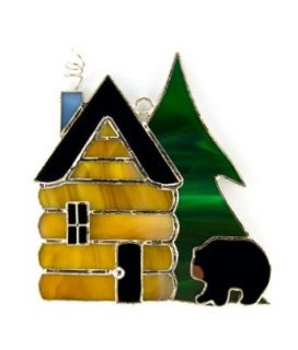 Switchables Black Bear Log Cabin Stained Glass Nightlight Cover   Childrens Night Lights  