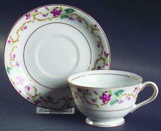 Celebrate Dixie Belle Footed Cup & Saucer Set, Fine China Dinnerware   Pink Flow