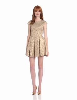 French Connection Women's Blousy Bloom Jacquard, Gold, 6 Dresses