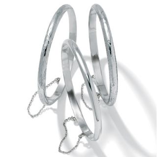Palm Beach Jewelry Sterling Silver Bangle Bracelets (Set of 3)