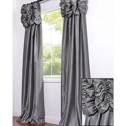 Ruched Header Platinum Faux Silk Taffeta 120 inch Curtain Panel