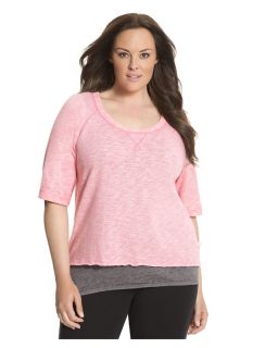 Lane Bryant Plus Size Hacci layered look top     Womens Size 14/16, Cabo Coral