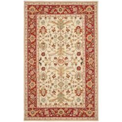 Hand hooked Tabriz Ivory/ Red Wool Rug (39 X 59)