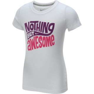 NIKE Girls Nothing But Awesome Short Sleeve T Shirt   Size Xl, White/dk Grey