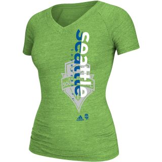 adidas Womens Seattle Sounders FC Tri Blend Split V Neck T Shirt   Size Small,