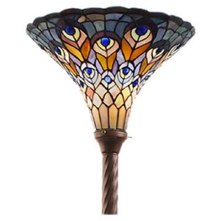 Warehouse of Tiffany Tiffany Style Peacock Torchiere Floor Lamp
