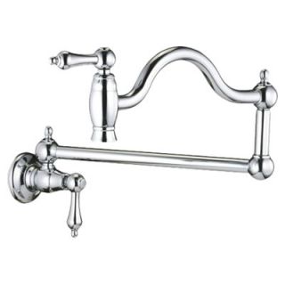 Double Handle Wall Mounted Pot Filler Faucet with Metal Lever Handles