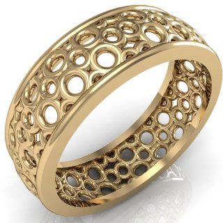 Women's 14k Yellow Gold Wedding Band Unique Bubble Design 4.2 grams Jewelry