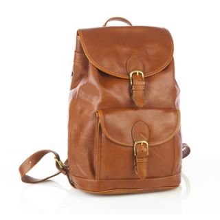 Aston Leather Drawstring Backpack with Front Buckle Pocket
