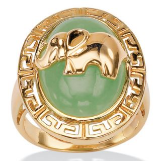 Palm Beach Jewelry 18k Gold/Silver Green Jade Elephant Ring