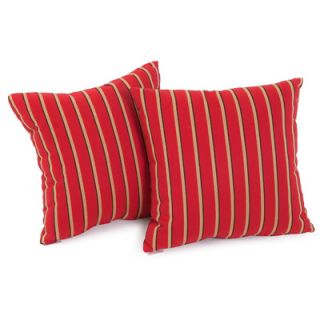 Le Pouf Hardwood Crimson Red Striped Sunbrella Pillow (Set of 2)