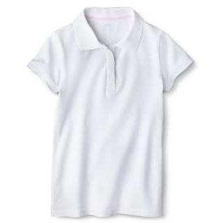 Cherokee Girls School Uniform Short Sleeve Pique Polo   True White S