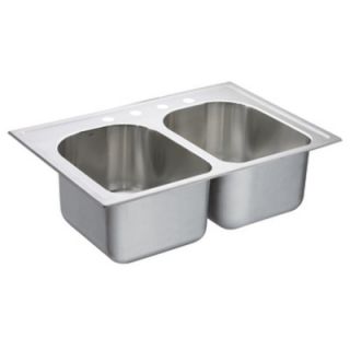 Moen Lancelot 33 x 22 Double Bowl Drop In Kitchen Sink